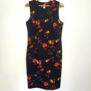 Lori M Collection Black and Red Floral Dress